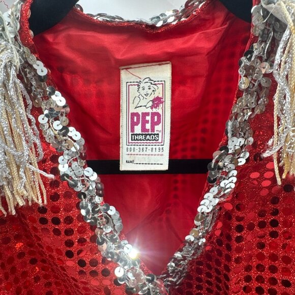 PEP THREADS VTG Sequin Band Jacket Vest Junior Sized MADE IN USA 1990's costume - Picture 3 of 16